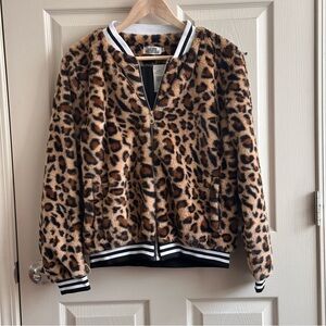 Future Collective Cheetah Print Faux Fur Bomber Jacket Women’s Size M